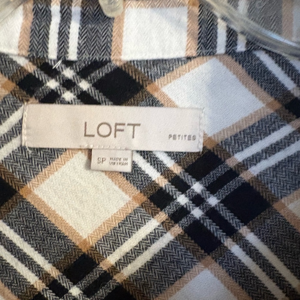 LOFT Checkered Dress in Black, White, and Tan - Picture 3 of 3